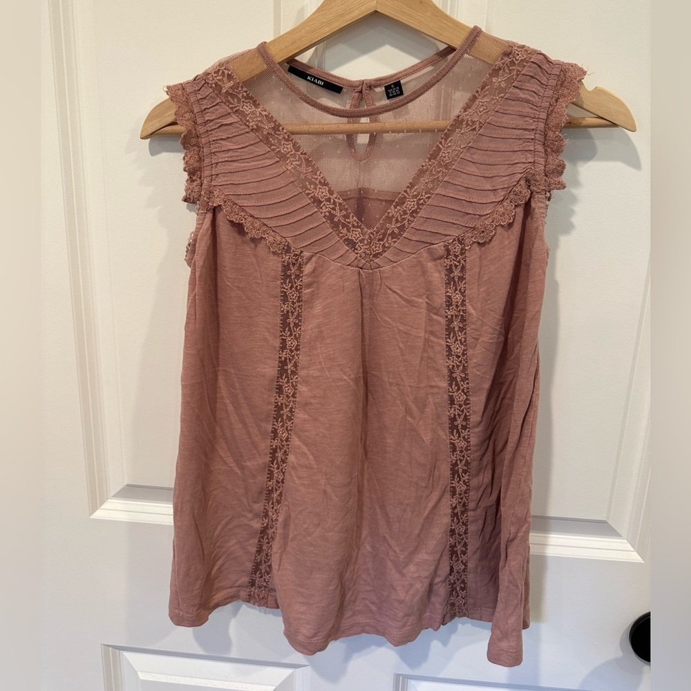 Pink Ruffle Sleeveless Blouse